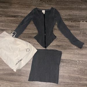 The K Label Grey two piece set; skirt and cropped jacket. Size Small. Brand new